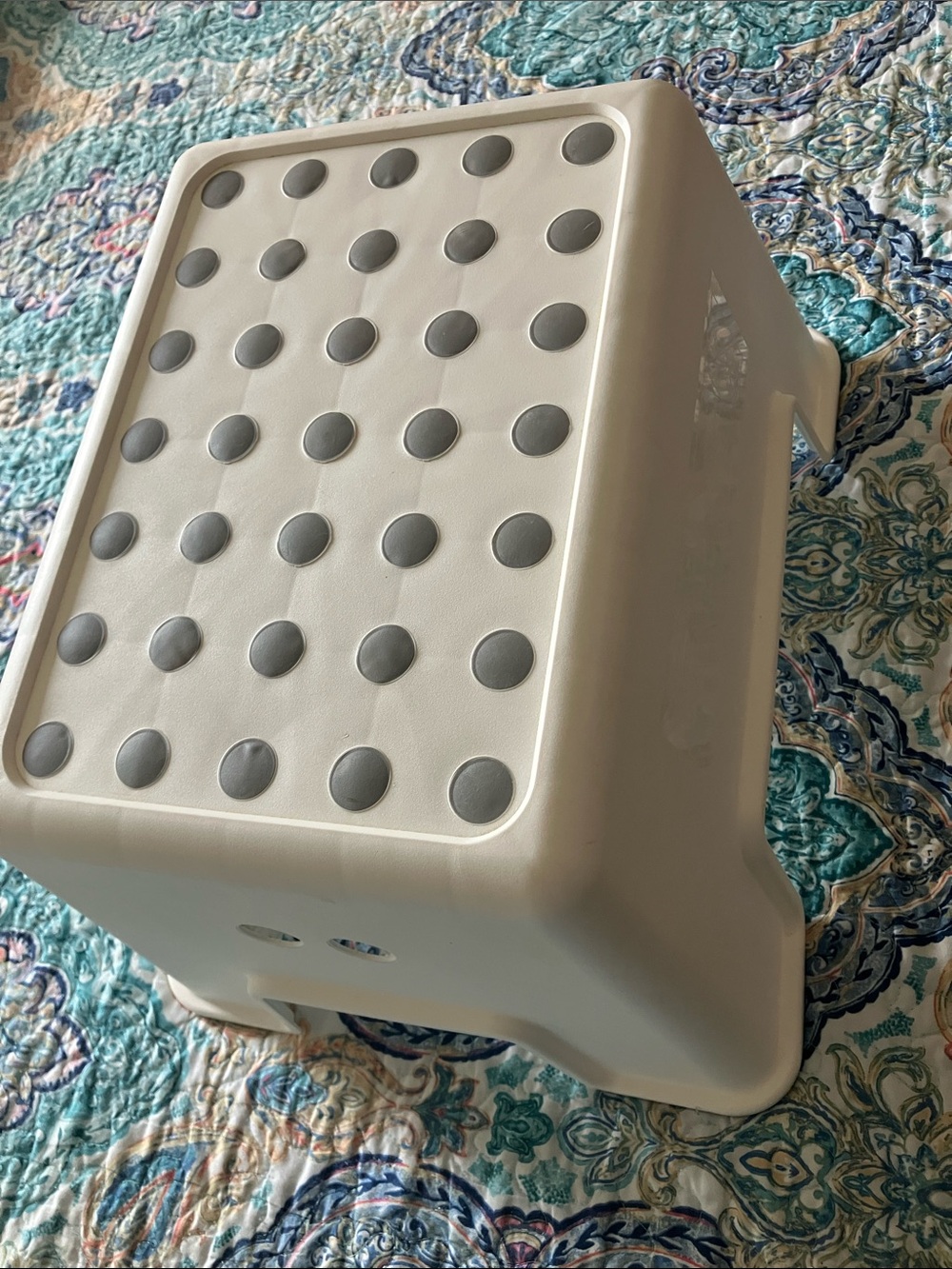 IKEA White Step Stool with Gray Anti-Slip Dots